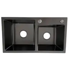 MODERN SPACE - Lavaplatos 78x43A Negro Delux Acero Inoxidable.