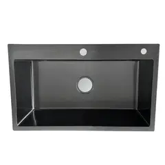 MODERN SPACE - Lavaplatos 75x45 Acero Inoxidable Negro 2mm