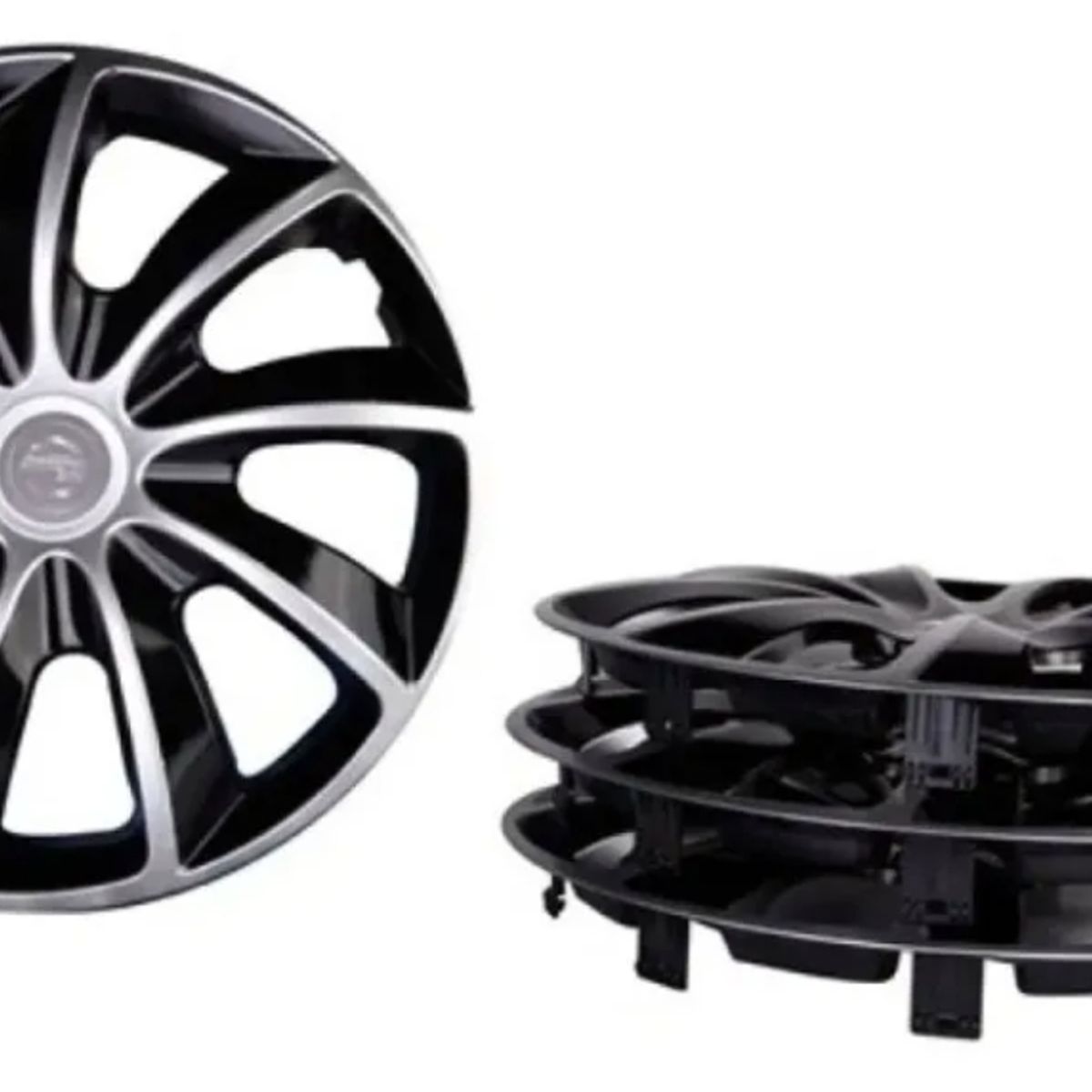 MOTORLIFE - Tapas Ruedas Plata Con Negro Juego Aro 14