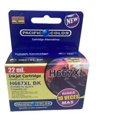 PACIFIC COLOR - Tinta 667xl Negro Compatible con 1275-2375-2775-6475