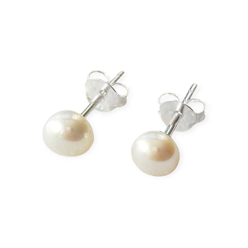 ANDREA COGGIOLA JOYAS - Aros Perla De Río Pequeño 5mm Plata Fina 925