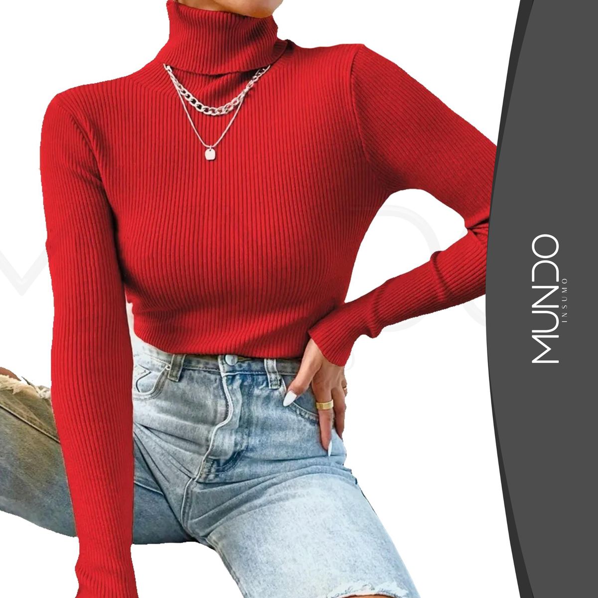 MUNDO INSUMO - Beatle Sweter Cuello Alto Doble De Mujer Varios Colores