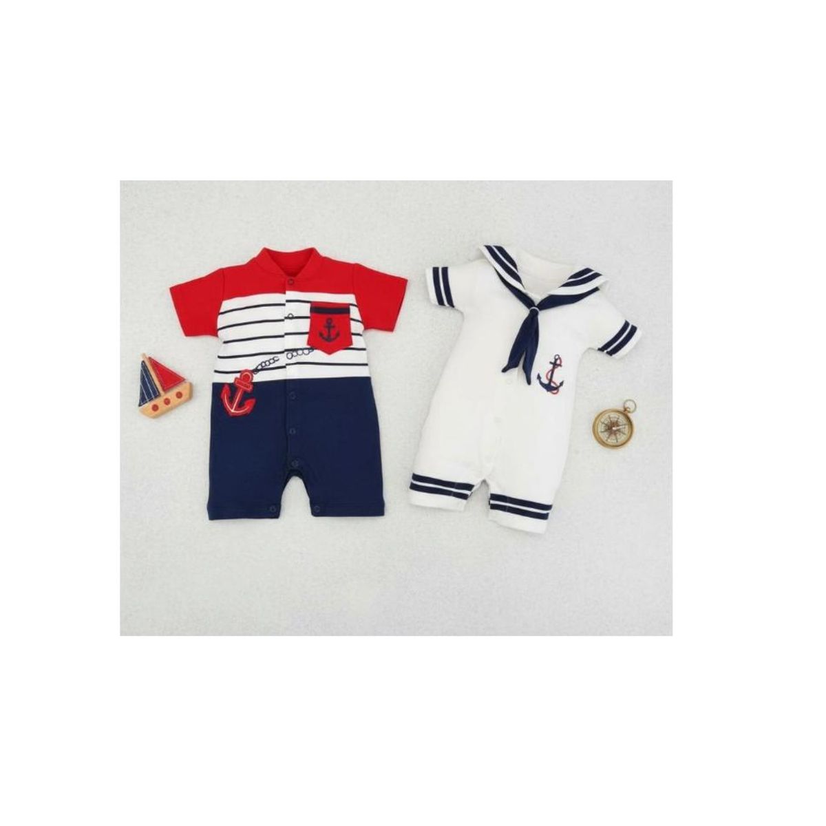 ENCANTO - 2x Enteritos Cortos Bebé Marineritos 100% Algodón -ENVIO GRATIS