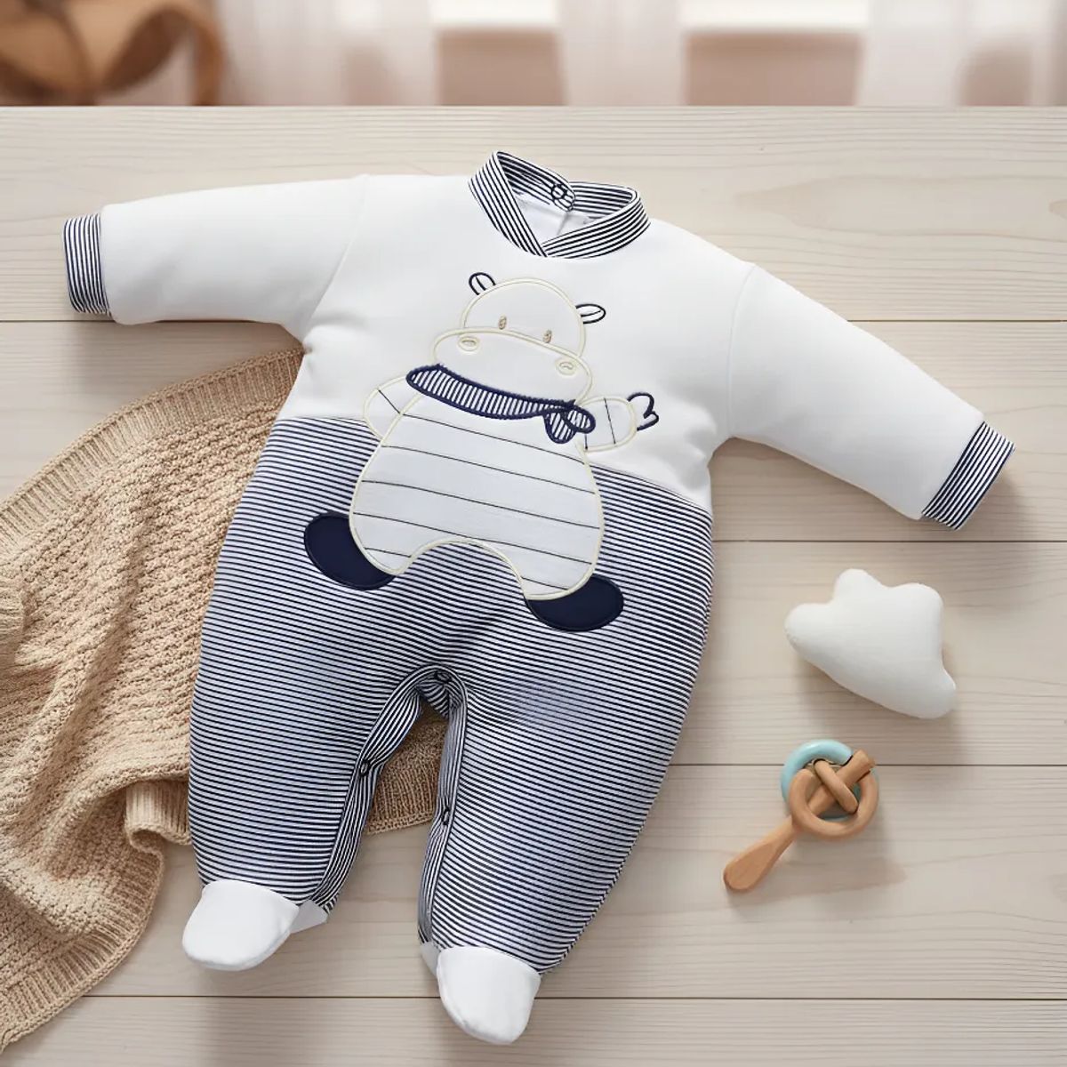 ENCANTO - Enterito Bebé Niño 100% Algodón 0-3 Meses Bordado EXCLUSIVO