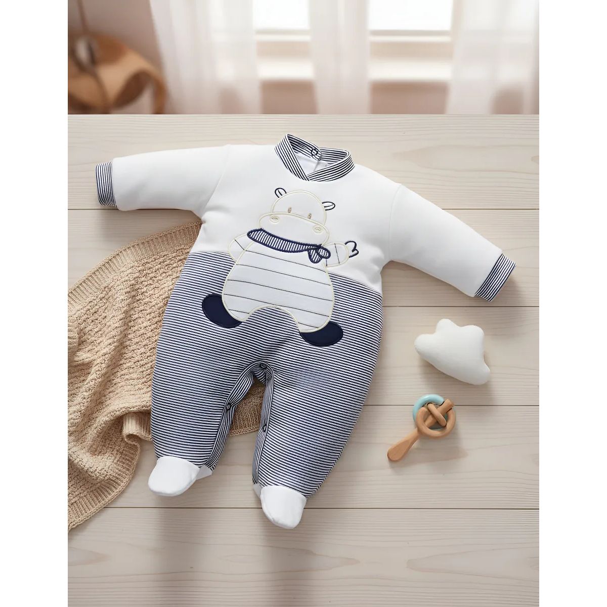 ENCANTO - Enterito Bebé Niño 100% Algodón 0-3 Meses Bordado EXCLUSIVO