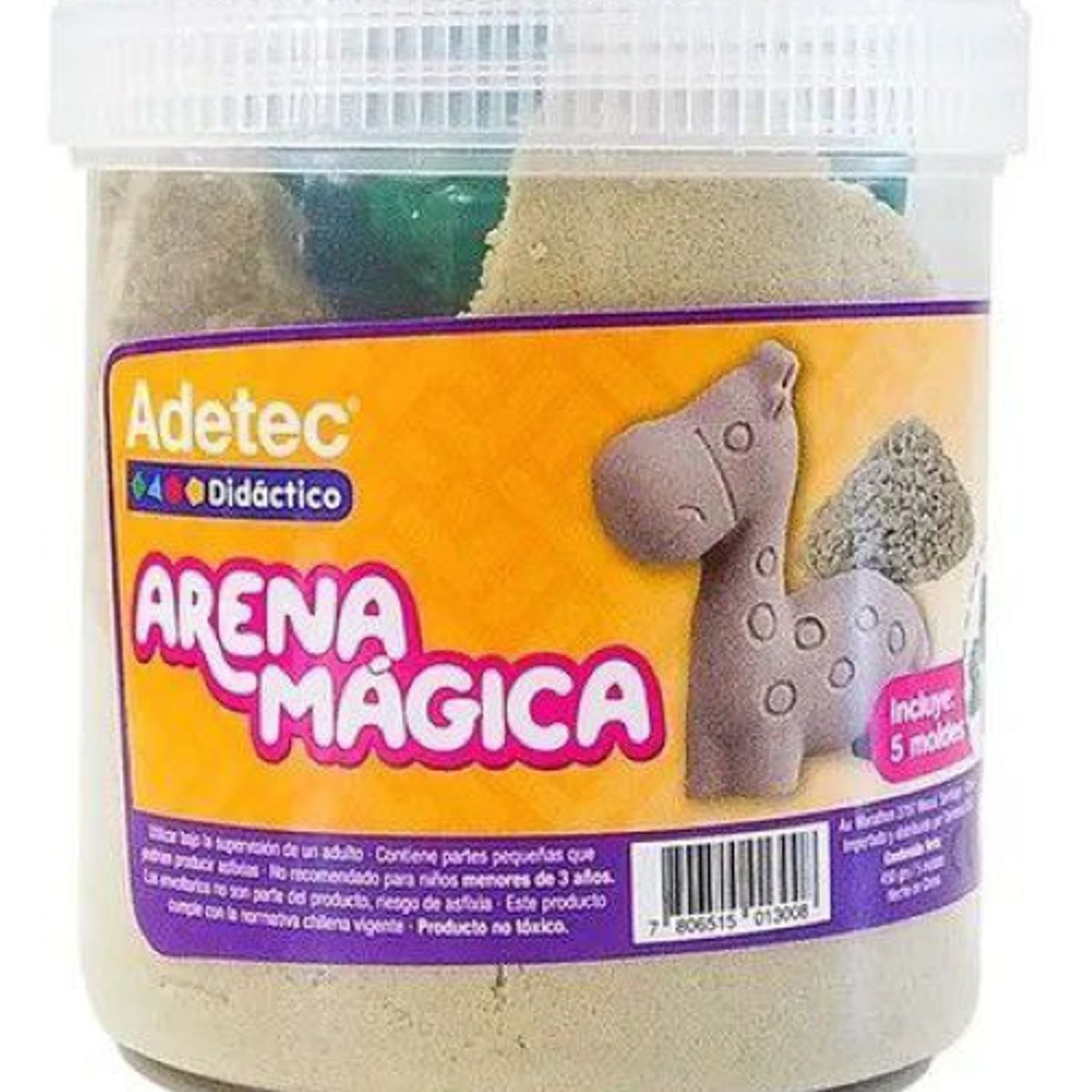 ADETEC - Arena Mágica 450 g+ 6 Moldes Animalitos Adetec Color Natural