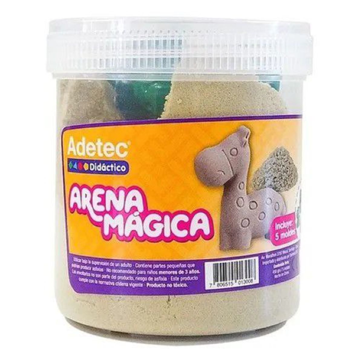ADETEC - Arena Mágica 450 g+ 6 Moldes Animalitos Adetec Color Natural
