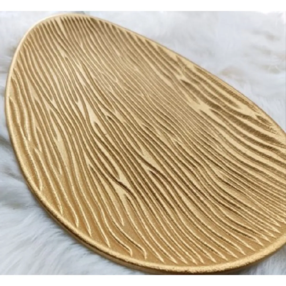 GENERICO - BANDEJA DECORATIVA OVALADA DORADA 29  CM
