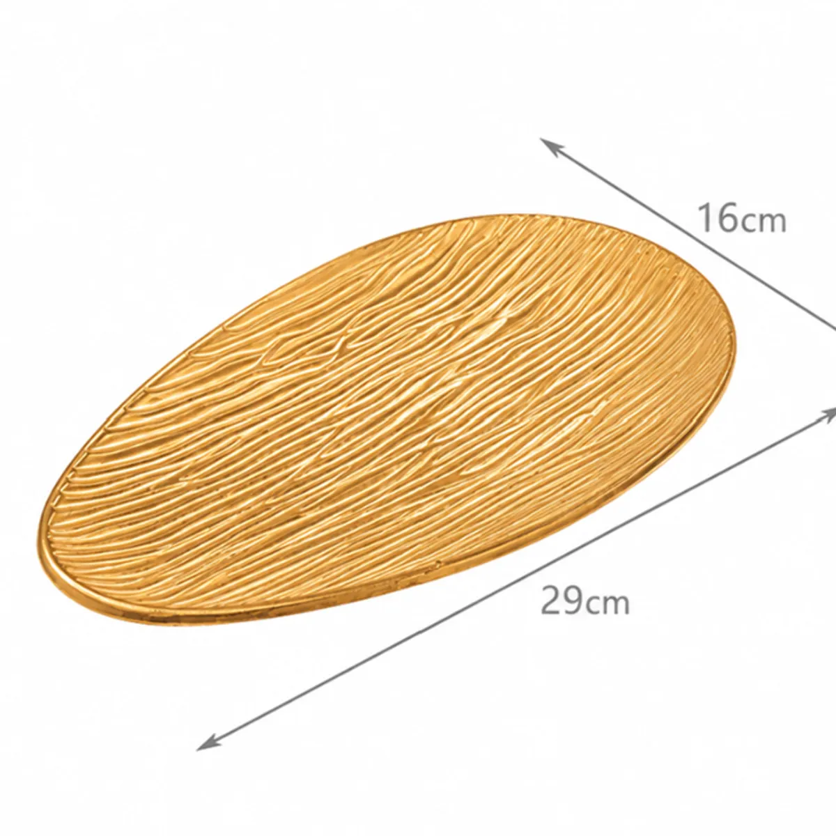 GENERICO - BANDEJA DECORATIVA OVALADA DORADA 29  CM