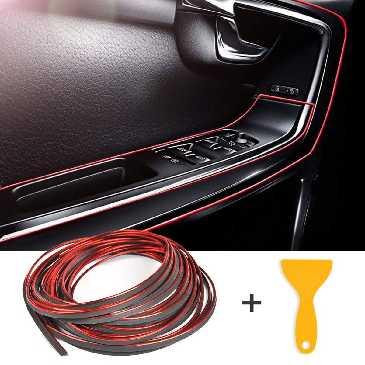 GENERICO - Cinta Tira 5M ROJO  Espátula Interior Tuning Auto Karvas