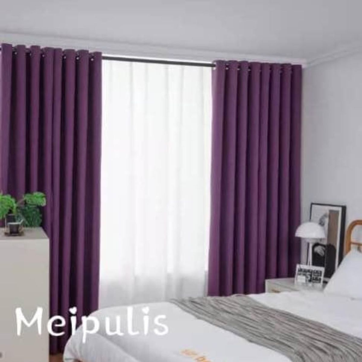 ANGELES DEL HOGAR - Juego Cortinas Blackout 2 Piezas 140x230 Cm Morado