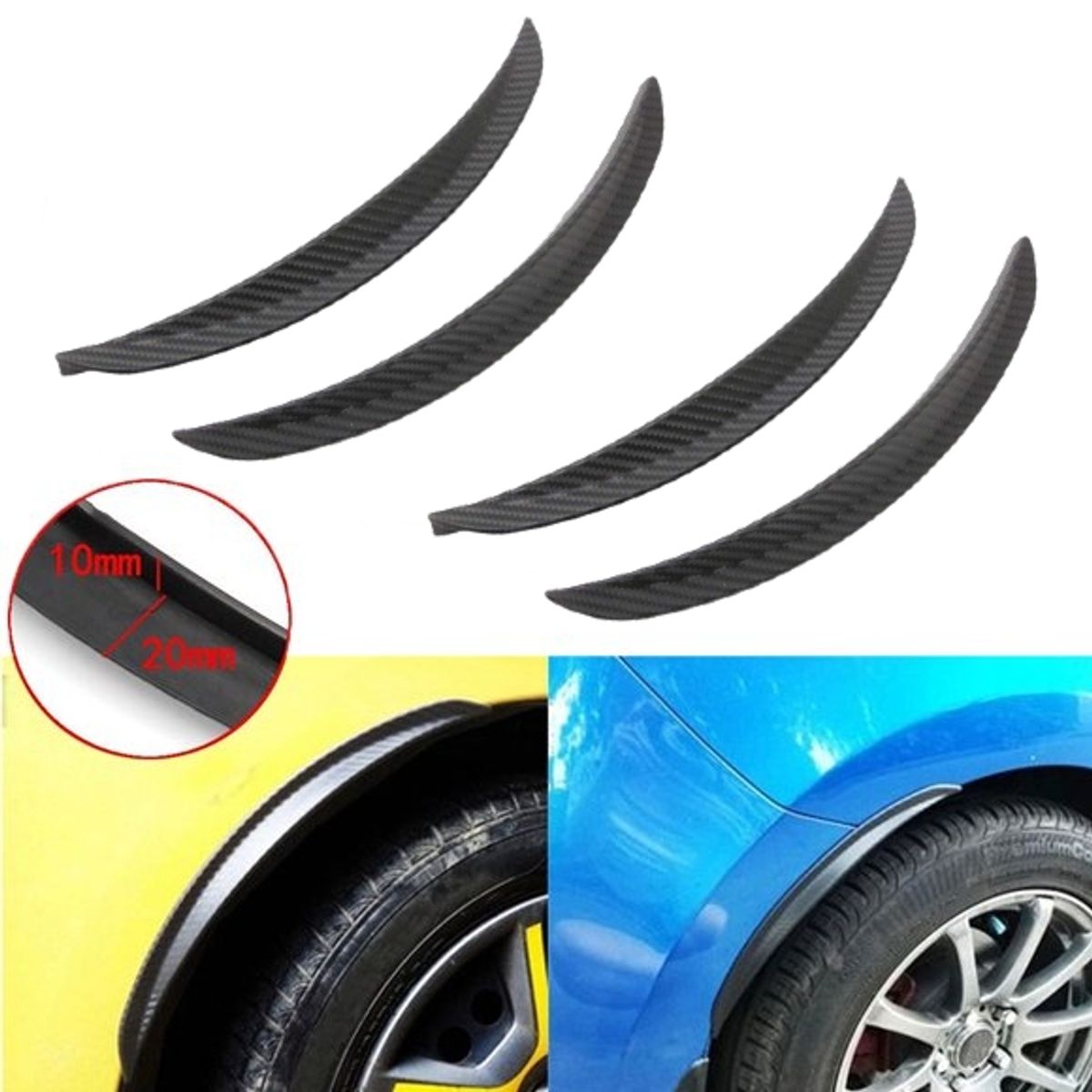 GENERICO - x4 Mini Lip Fender Flares Tapabarro Goma Auto Tuning Karvas