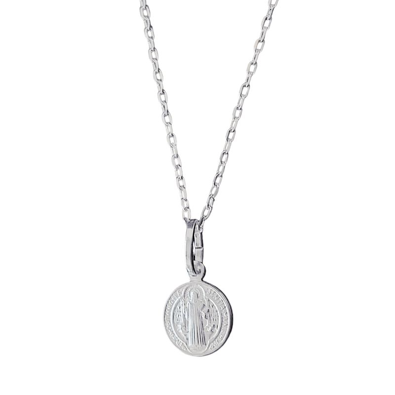 ANDREA COGGIOLA JOYAS - Collar Medalla San Benito Plata Fina 925