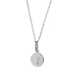 ANDREA COGGIOLA JOYAS - Collar Medalla San Benito Plata Fina 925