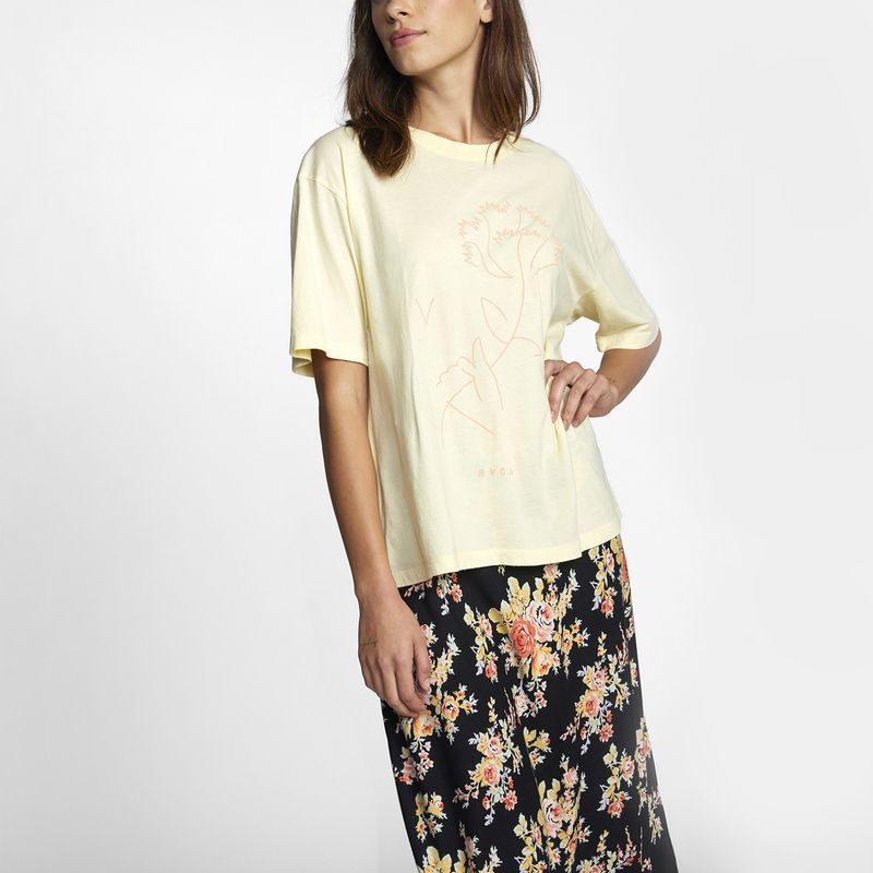 RVCA - Polera M/C Mujer Soft Hand Ss Amarillo RVCA