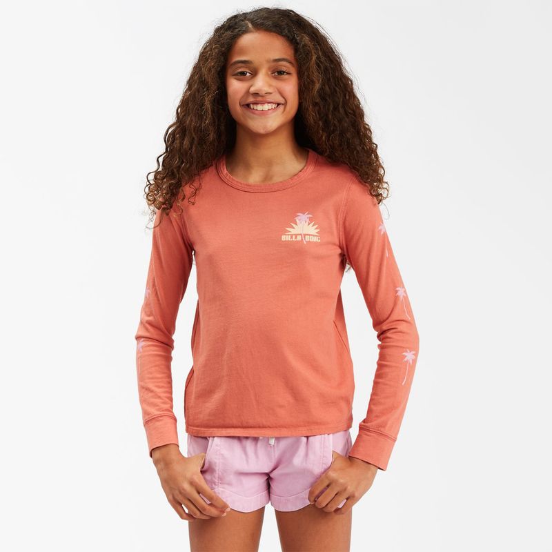 BILLABONG - Polera M/L Niña Way Out West G Tees Coral BILLABONG