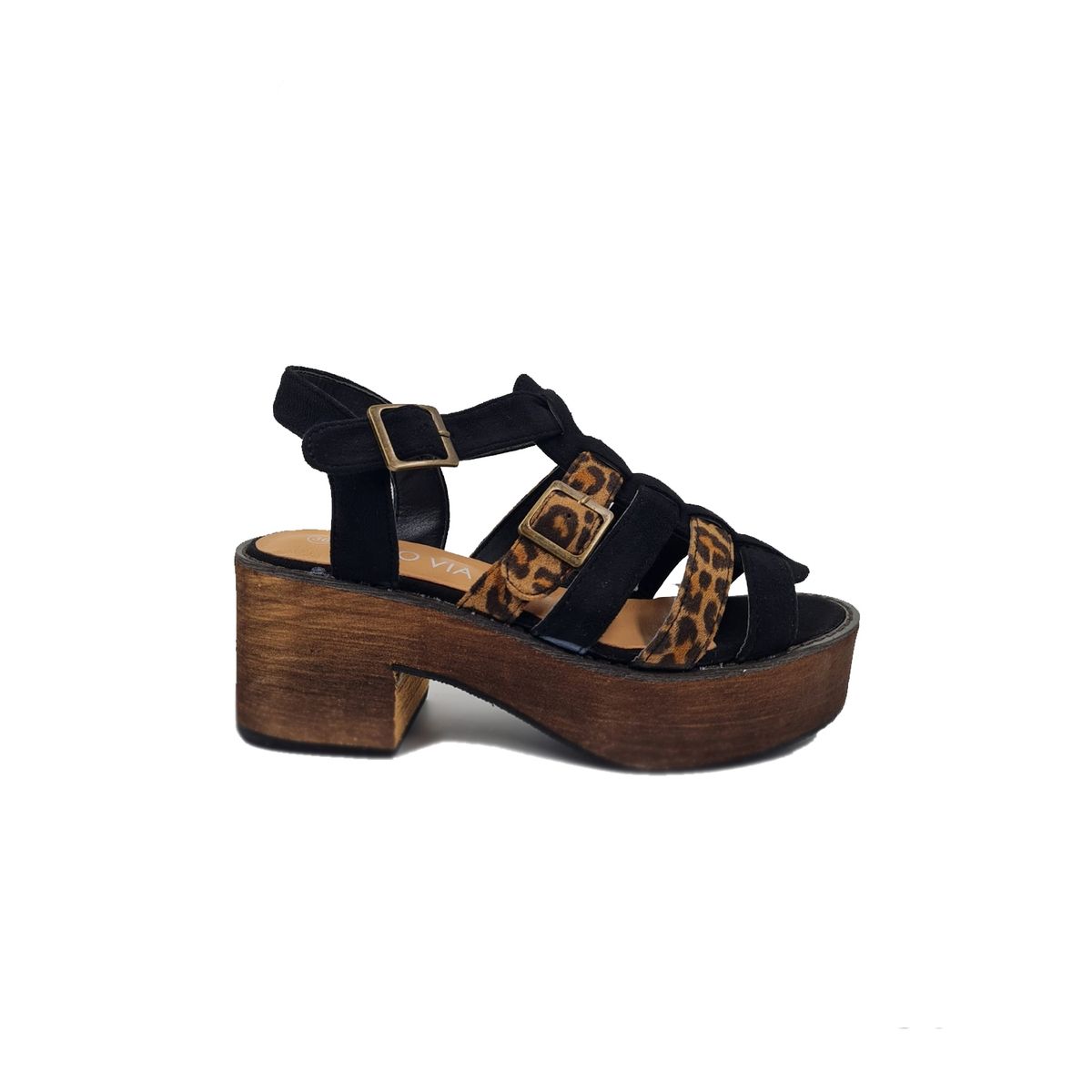 GENERICO - Sandalia Negra Print Plataforma