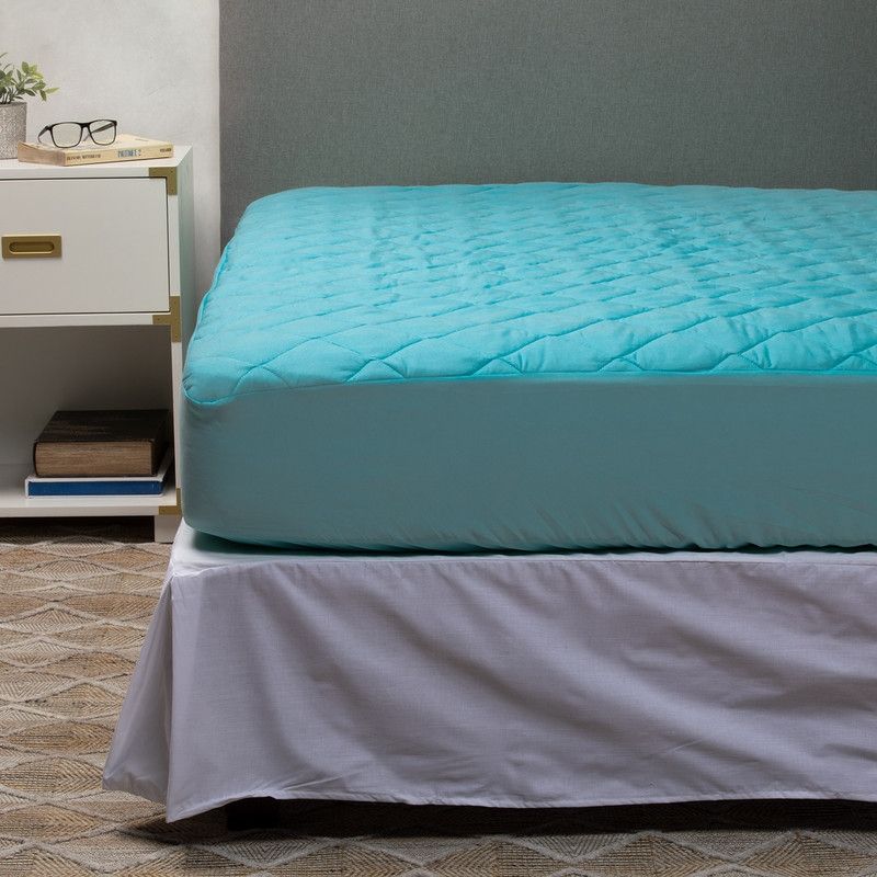 ARTHOME - Cubrecolchón Turquesa  + Faldón Blanco Arthome King