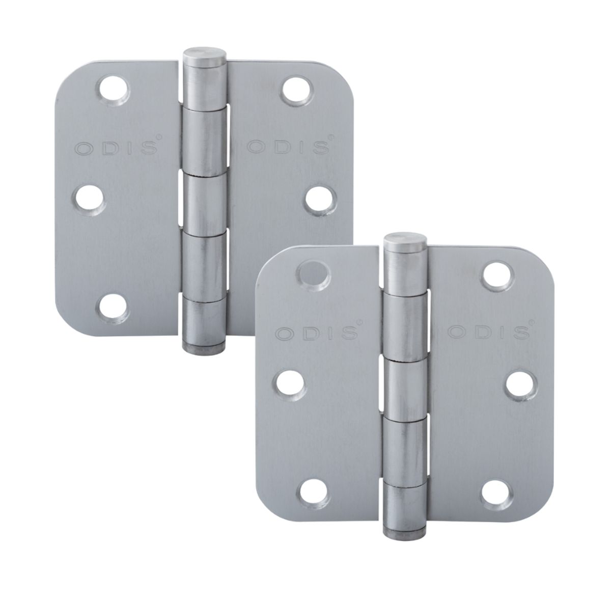 ODIS - Pack 2 Bisagras Acero Odis 3,5”×3,5”×2,0mm Canto Redondo - Plata
