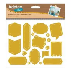 ADETEC - 16 Etiquetas Decorativas Diseño Kraft Con Lapíz