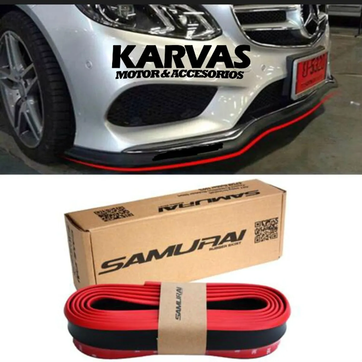 GENERICO - Lip Frontal Auto Samurai NEGRO CON FRANJA ROJA Karvas