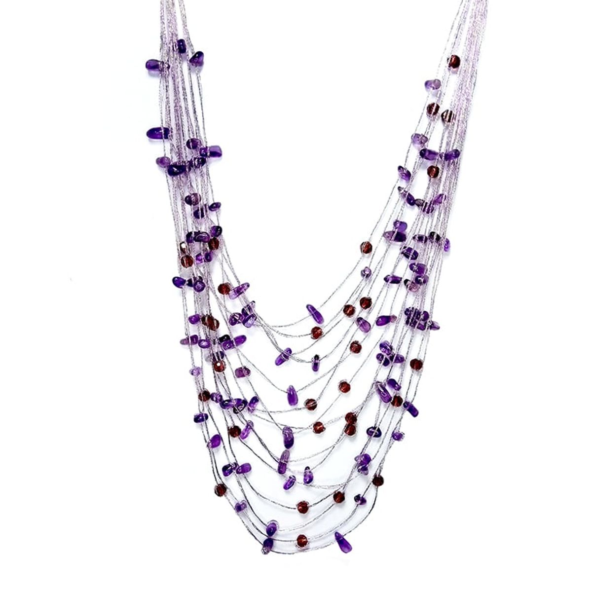 COGGIOLA - Collar Chips Amatista y Cristales Hilo De Seda