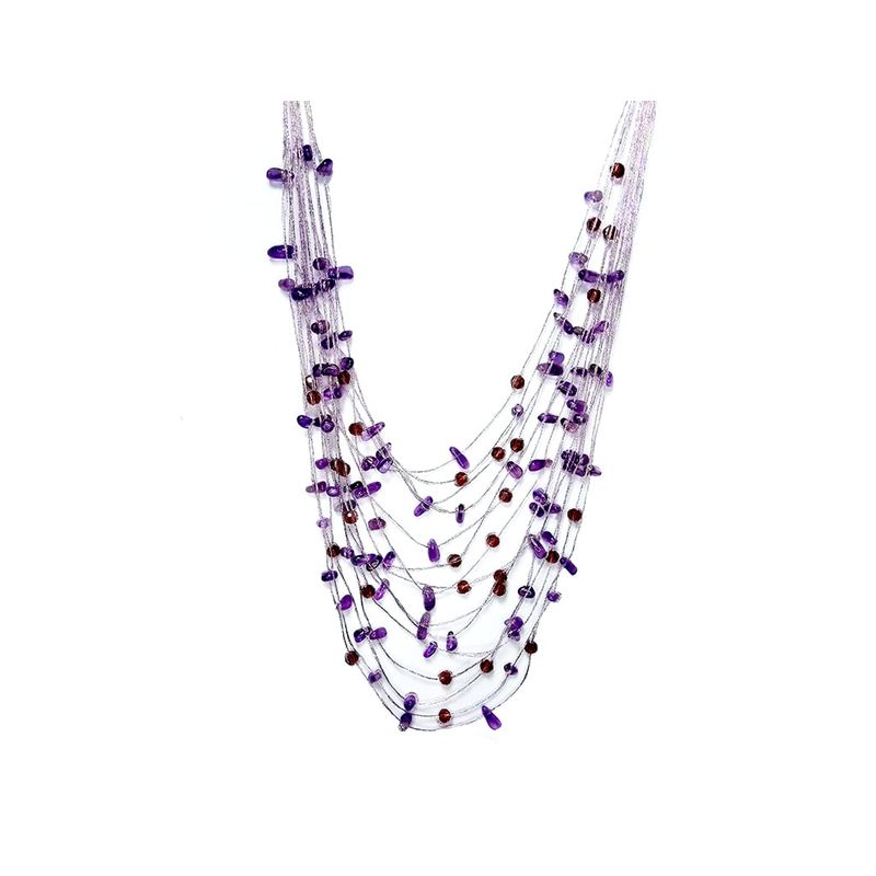 ANDREA COGGIOLA JOYAS - Collar Chips Amatista y Cristales Hilo De Seda