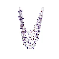 ANDREA COGGIOLA JOYAS - Collar Chips Amatista y Cristales Hilo De Seda