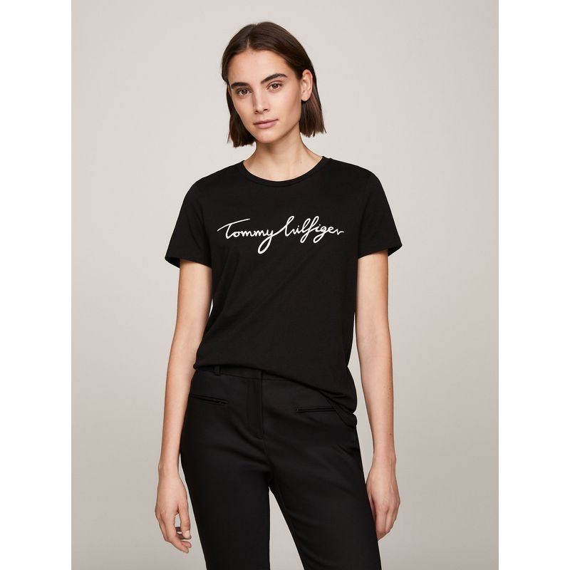 TOMMY HILFIGER - Polera Heritage Graphic C-Neck Negro Tommy Hilfiger