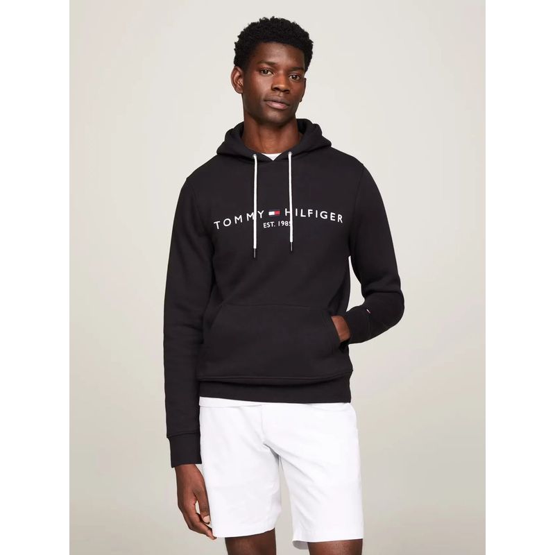 TOMMY HILFIGER - Polerón Hoodie Essential Logo Negro Tommy Hilfiger