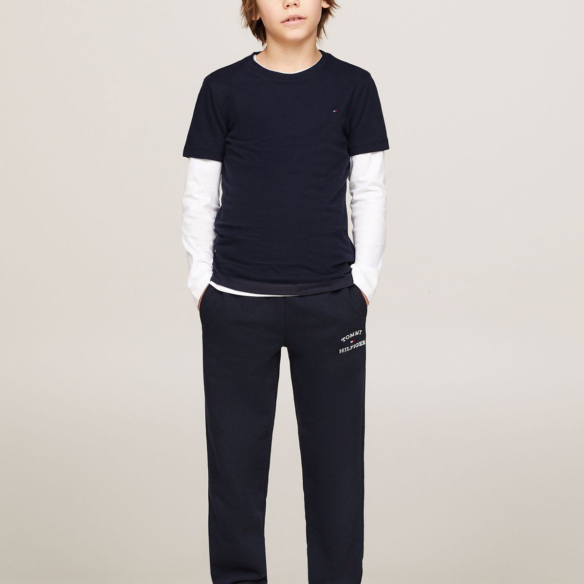 TOMMY HILFIGER - Polera De Niño Essential C-Neck Azul Tommy Hilfiger