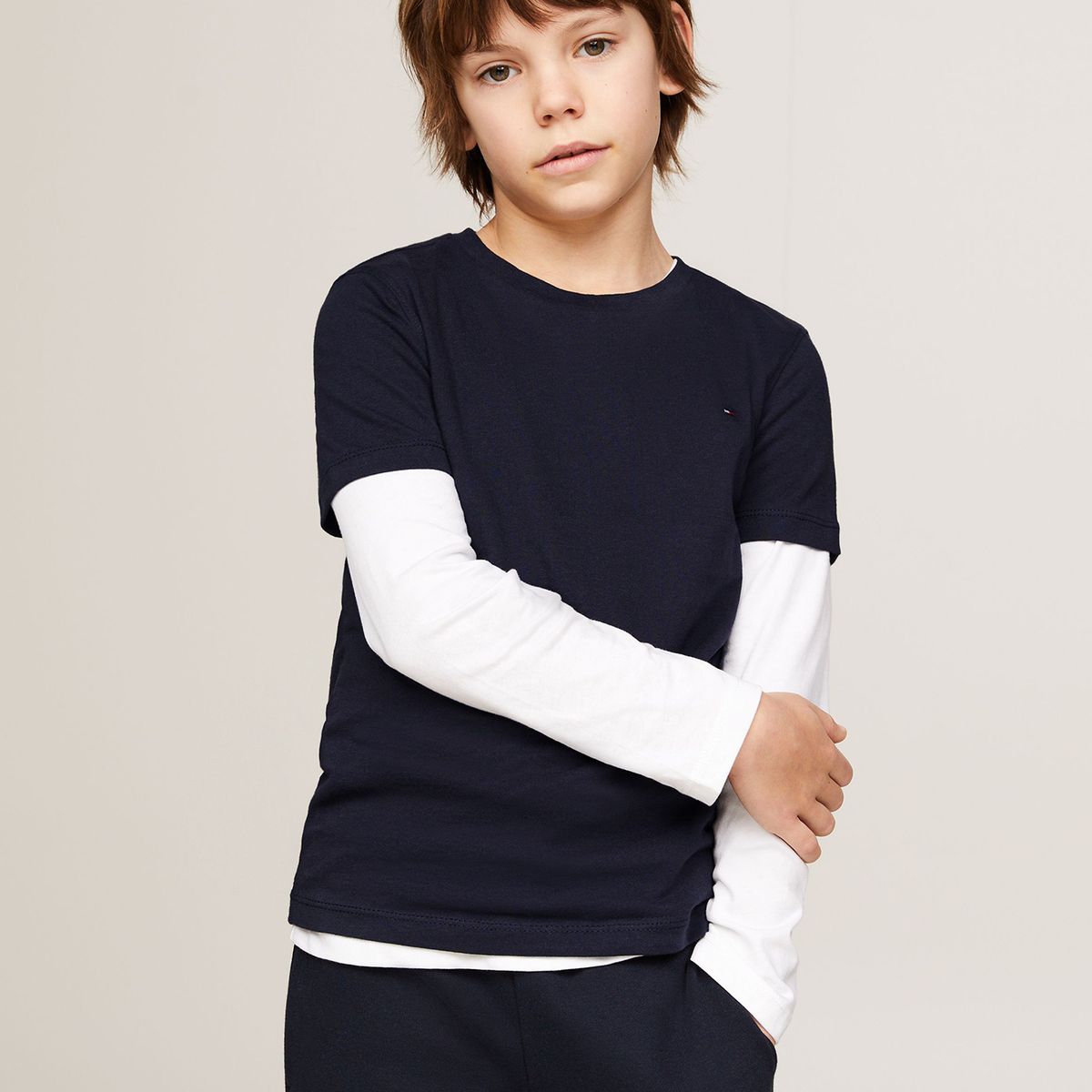 TOMMY HILFIGER - Polera De Niño Essential C-Neck Azul Tommy Hilfiger