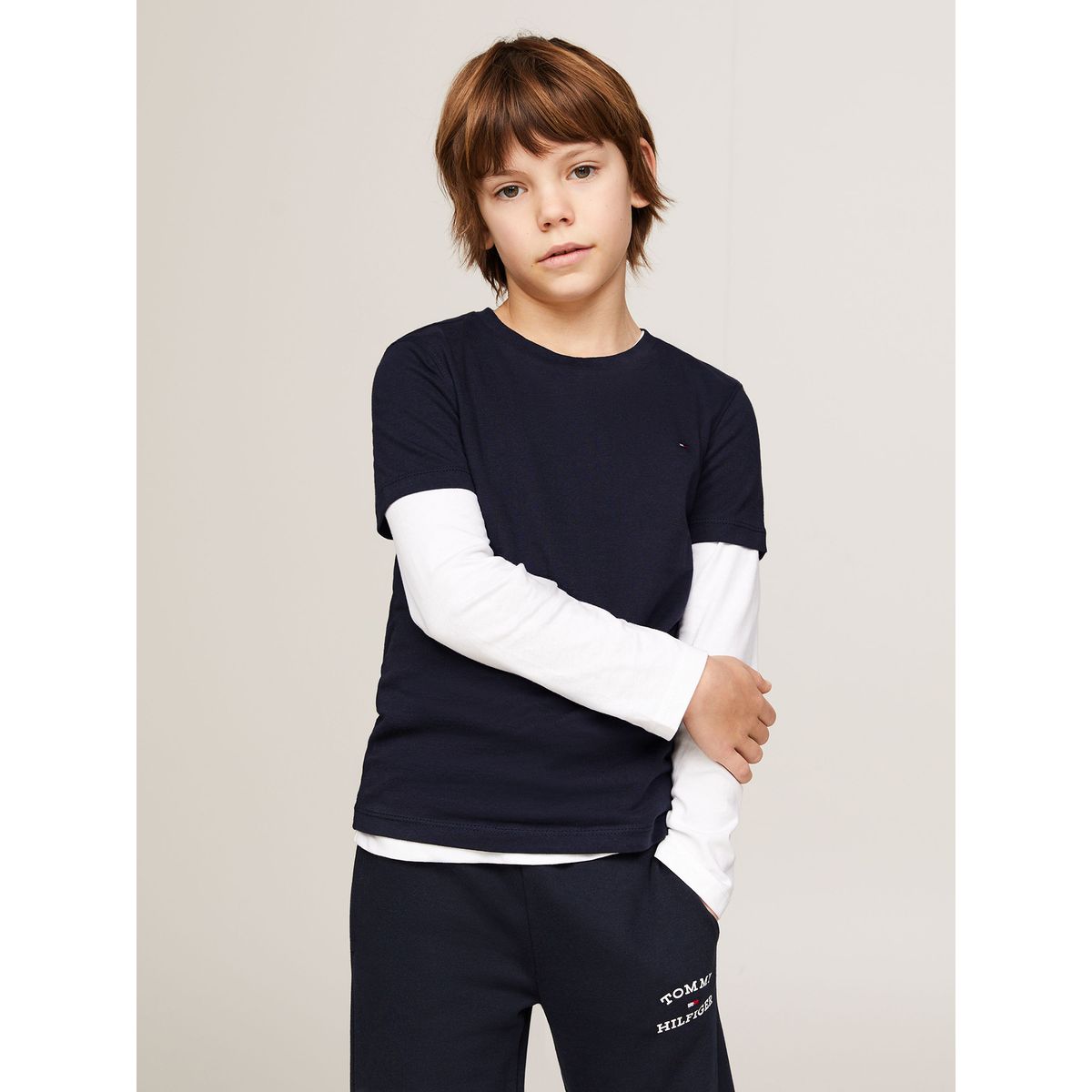 TOMMY HILFIGER - Polera De Niño Essential C-Neck Azul Tommy Hilfiger