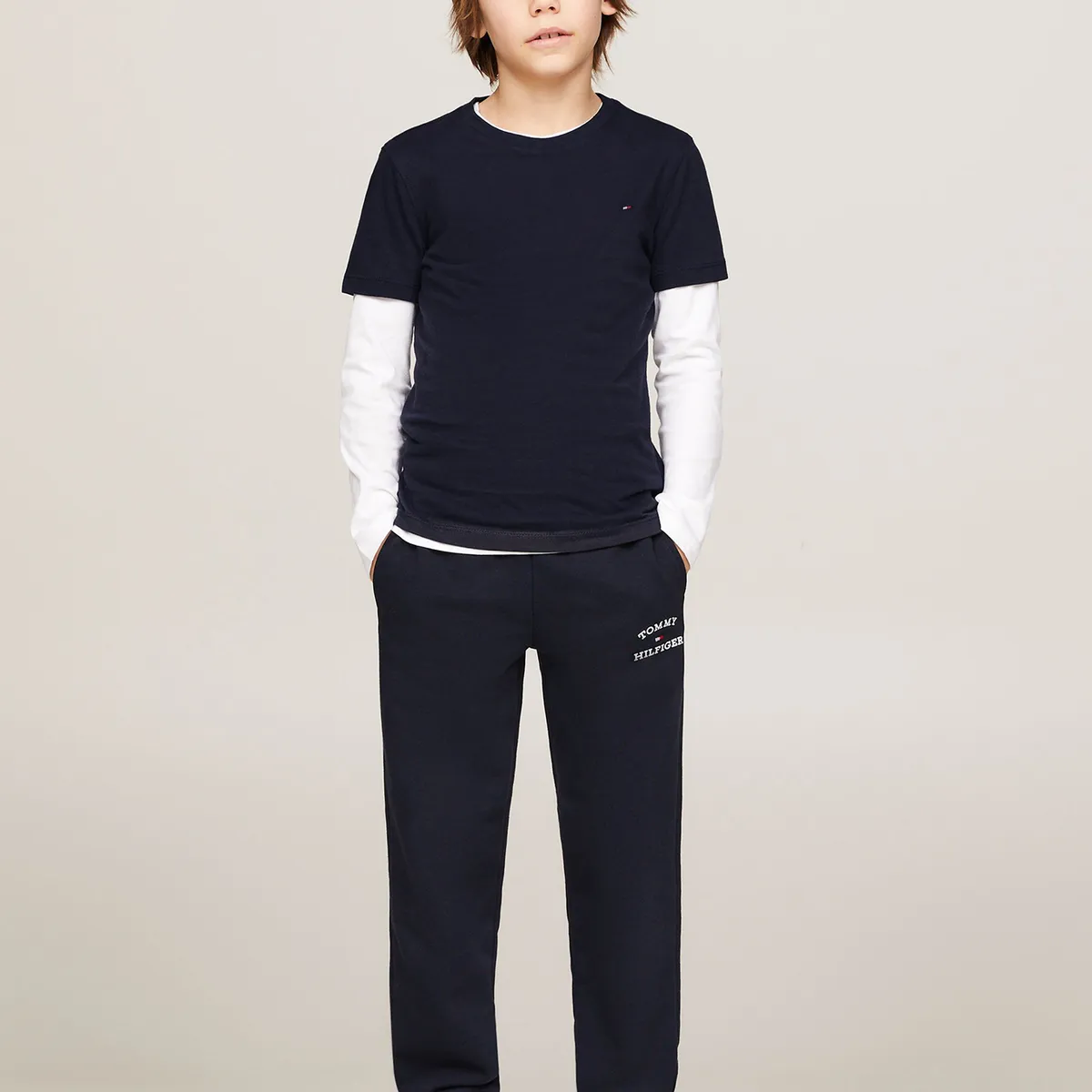 TOMMY HILFIGER - Polera De Niño Essential C-Neck Azul Tommy Hilfiger
