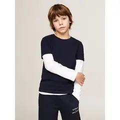 TOMMY HILFIGER - Polera De Niño Essential C-Neck Azul