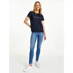 TOMMY HILFIGER - Polera Heritage Logo Bordado Azul
