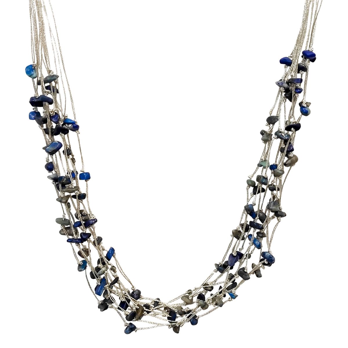 COGGIOLA - Collar Piedras Lapislázuli Cristales Hilos de Seda