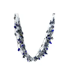 ANDREA COGGIOLA JOYAS - Collar Piedras Lapislázuli Cristales Hilos de Seda