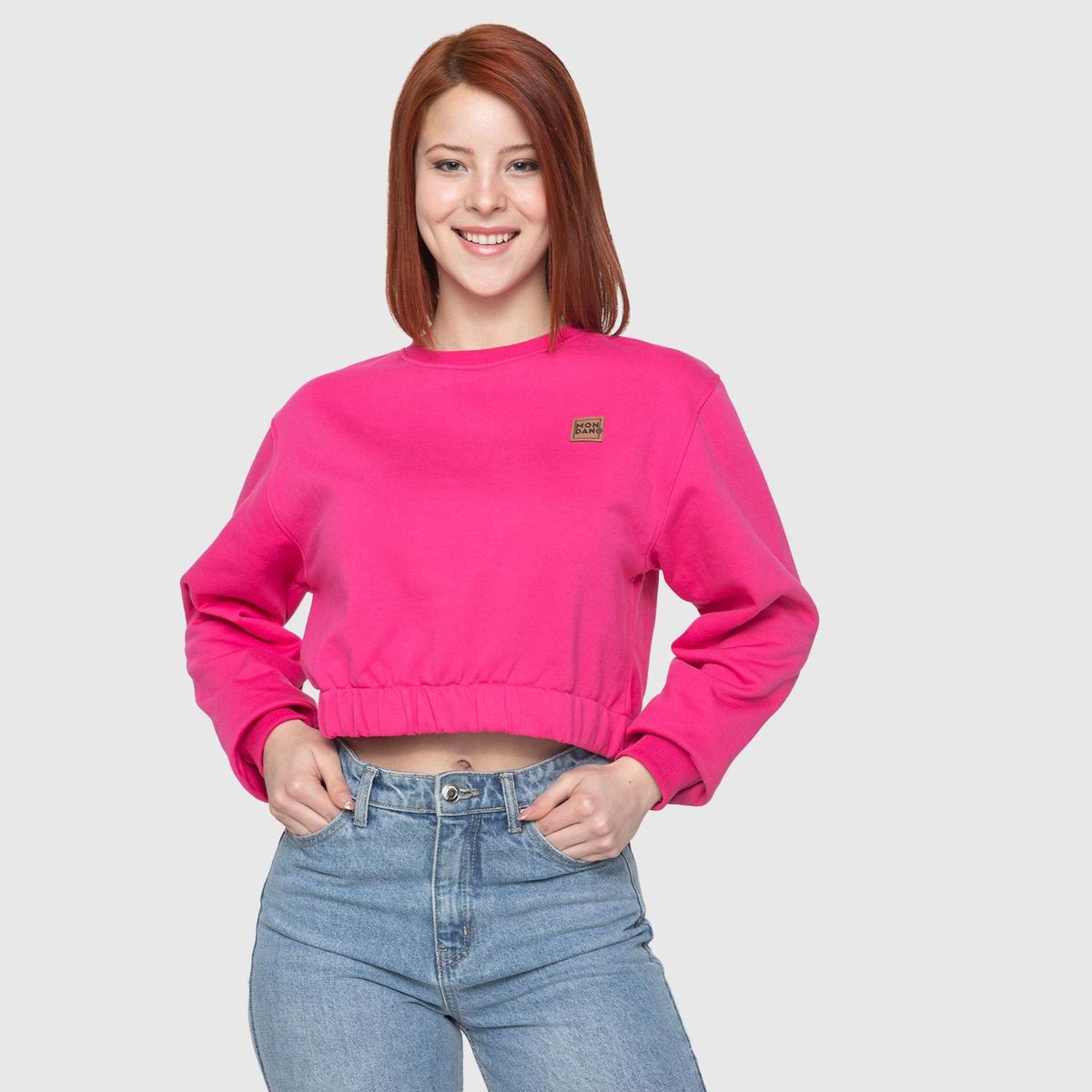 MONDANO - Poleron Crop Top Fucsia