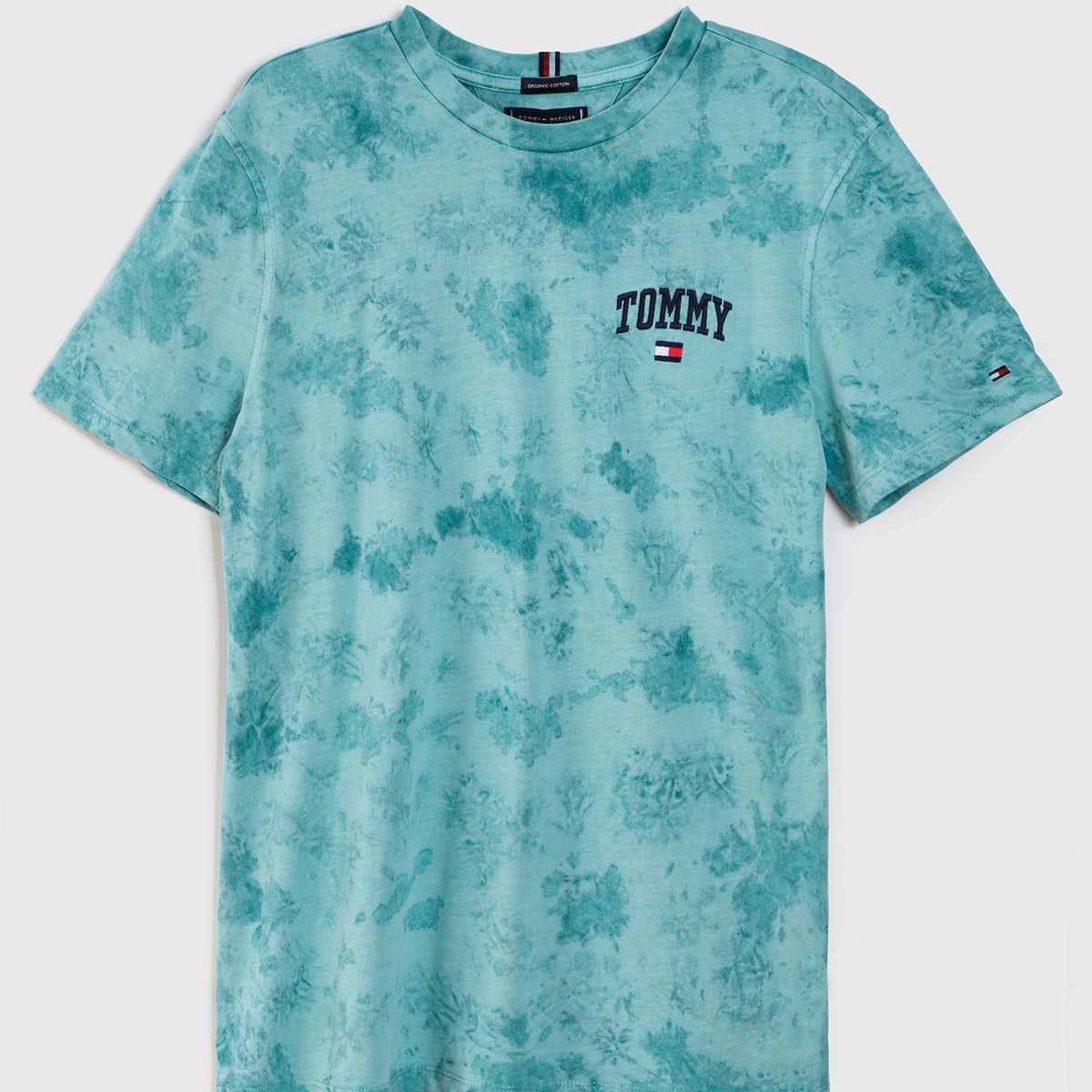 TOMMY HILFIGER - Polera De Algodón Con Efecto Desteñido Verde Tommy Hilfiger