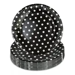 GENERICO - 10 Platos Cumpleaños Platos De Cumpleaños Desechables Negro18cm