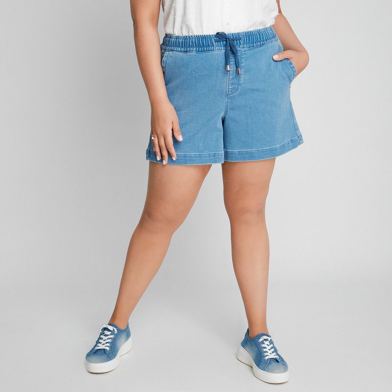 CURVI - Short Tela Flexible Con Amarra Cintura Mujer Curvi
