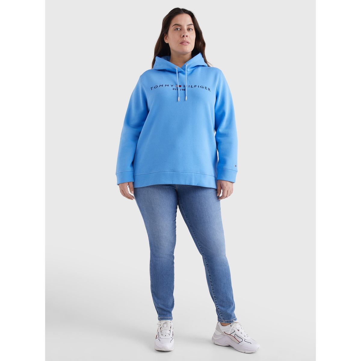 TOMMY HILFIGER - Polerón Hoodie Essential Curve Celeste Tommy Hilfiger