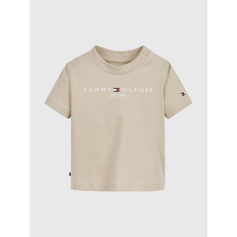TOMMY HILFIGER - Camiseta Essential Con Logo Beige Tommy Hilfiger