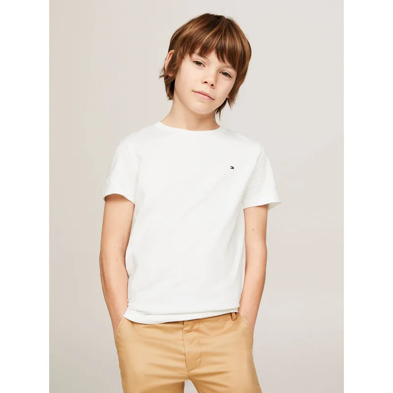 TOMMY HILFIGER - Polera De Niños Essential C-Neck Blanco Tommy Hilfiger