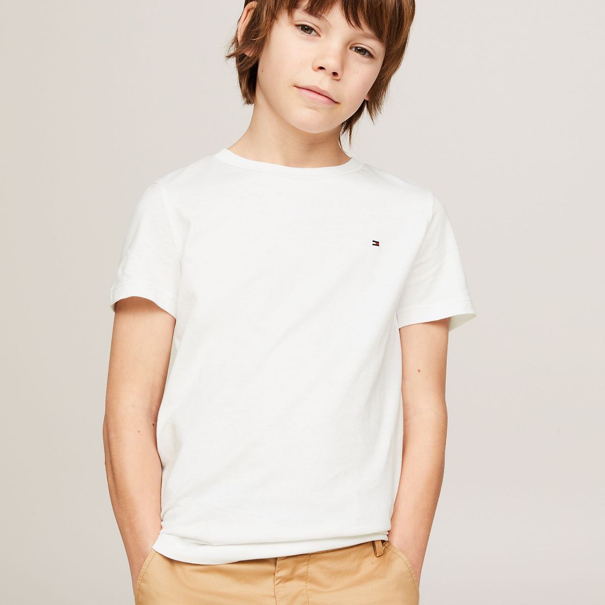 TOMMY HILFIGER - Polera De Niños Essential C-Neck Blanco Tommy Hilfiger