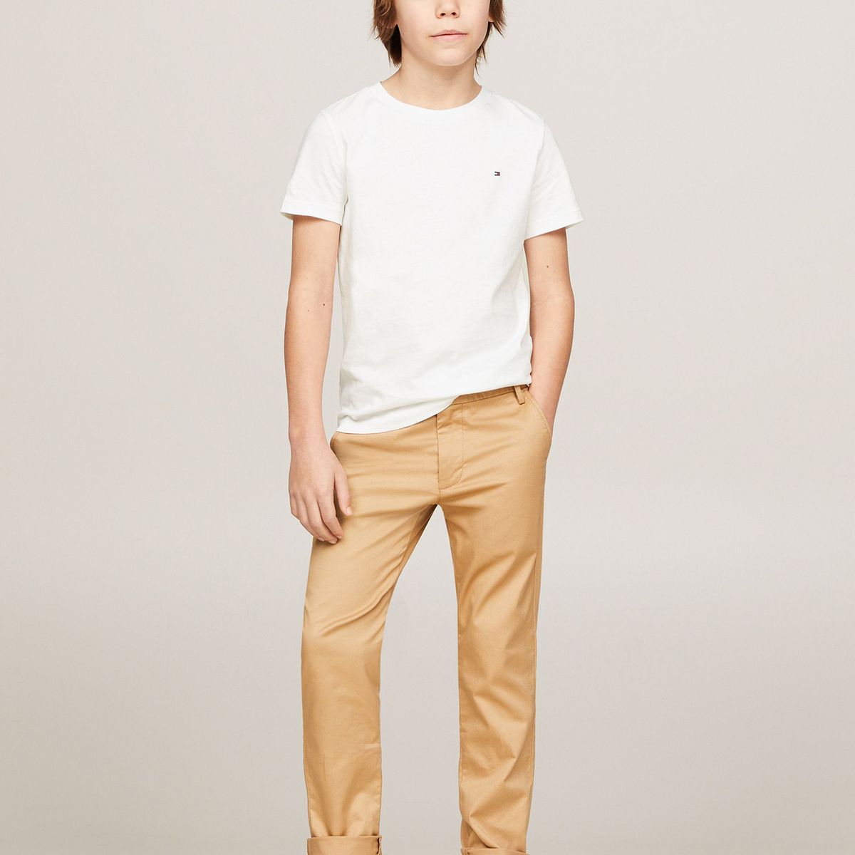TOMMY HILFIGER - Polera De Niños Essential C-Neck Blanco Tommy Hilfiger