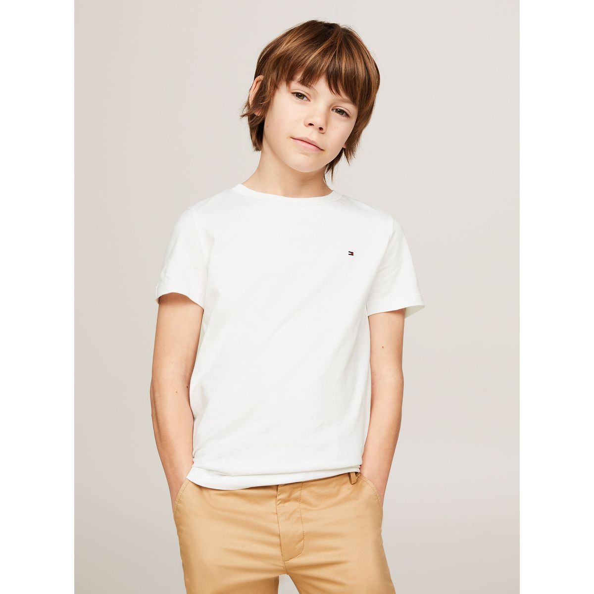 TOMMY HILFIGER - Polera De Niños Essential C-Neck Blanco Tommy Hilfiger