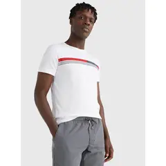 TOMMY HILFIGER - Polera Con Logo De Cinta Coporate Blanco Tommy Hilfiger.