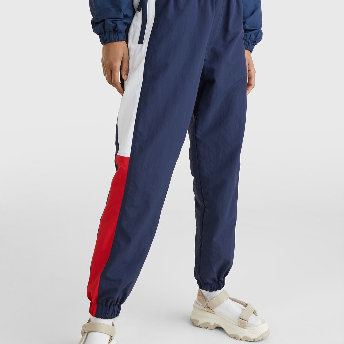 TOMMY HILFIGER - Pantalón Cortaviento Color Block Azul Tommy Jeans